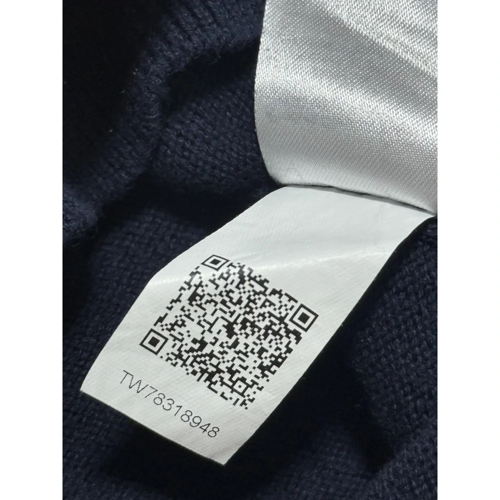 Tommy Hilfiger Sweater Mens Small‎ Navy Blue Crewneck TH Stripe Cotton Pullover